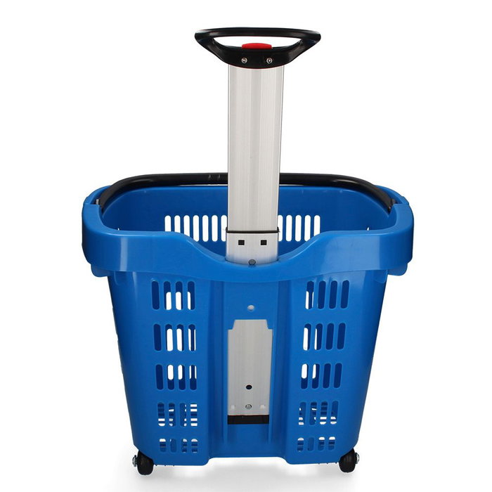 Edm Carro para Tienda Plástico Azul 37 x 40 x 49 cm con Ruedas y Asa Plegable hasta 89 cm, Carga Máxima 20 kg Edm Carro para Tienda Plástico Azul 37 x 40 x 49 cm con Ruedas y Asa Plegable hasta 89 cm, Carga Máxima 20 kg