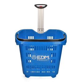 Edm Carro para Tienda Plástico Azul 37 x 40 x 49 cm con Ruedas y Asa Plegable hasta 89 cm, Carga Máxima 20 kg