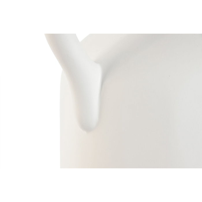 DKD Home Decor Jarrón de Gres Blanco con Asa Artesanal