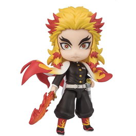Tamashii Nations - Figura Figuarts Mini Demon Slayer Kimetsu No Yaiba: Kyojuro Rengoku Flame Breathing (Mugen Train), aprox. 9 cm, con base y brazos alternativos