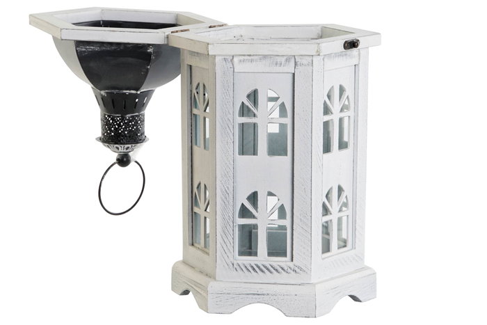 DKD Home Decor Farola Mediterraneo Blanco Gris Oscuro 17 x 39 x 19 cm