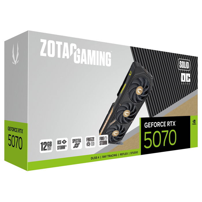 Zotac Tarjeta Gráfica GeForce RTX 5070 12GB GDDR7 Solid OC 3Ventiladores Zotac Tarjeta Gráfica GeForce RTX 5070 12GB GDDR7 Solid OC 3Ventiladores
