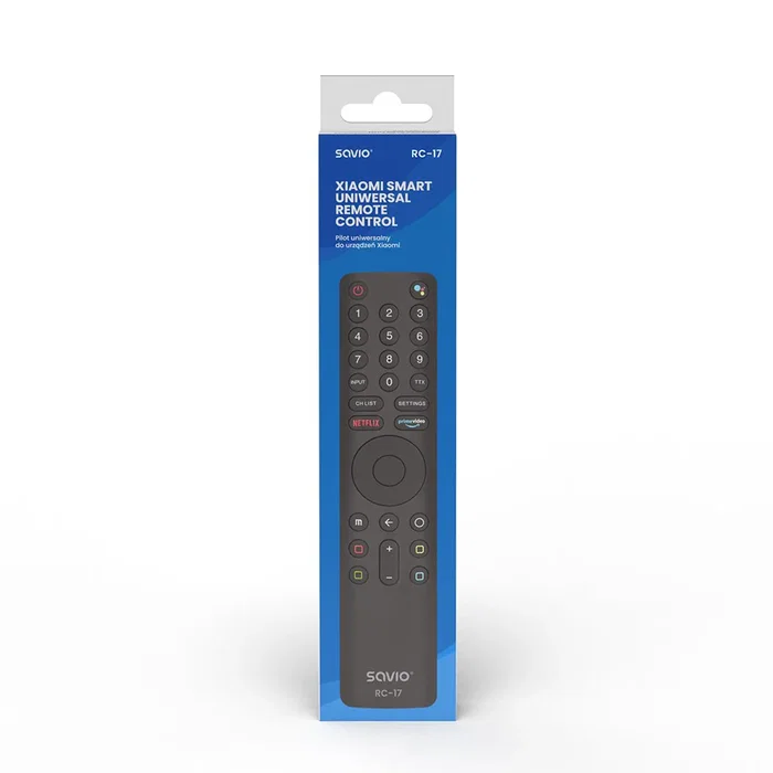 Savio SAVPILOTRC17/RC-17 - Mando a distancia universal con Bluetooth e IR, reemplazo para XIAOMI SMART TV y TV Box, Negro