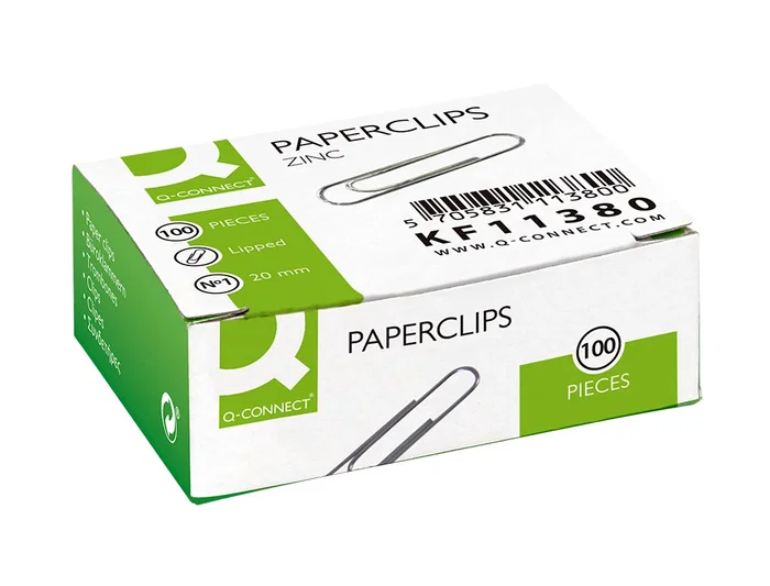 Q-connect Clips Zinc Labiados 20 mm Caja de 100 Unidades
