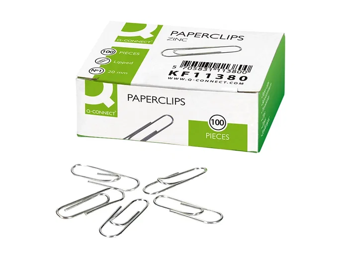 Q-connect Clips Zinc Labiados 20 mm Caja de 100 Unidades