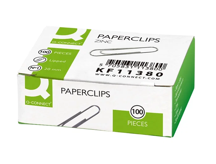 Q-connect Clips Zinc Labiados 20 mm Caja de 100 Unidades