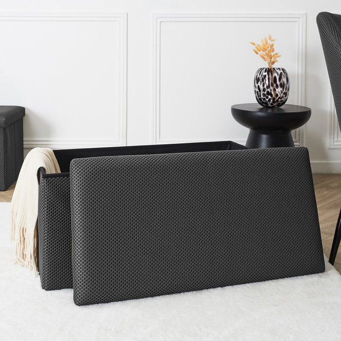 Home Deco Factory Banco Puf Plegable Atom Gris 76x38x38 cm