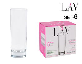 Lav Set 6 Vasos Tubo 315Cc Colección Ada Ø6x16.6cm (8 Cajas)