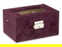 Giftdecor Caja Relojero 3 Huecos con Llave Burdeos Terciopelo Metal 16 x 11 x 8.5 cm (Set de 6)