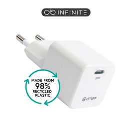 eSTUFF Cargador INFINITE USB-C PD 30W GaN Blanco - 98% Plástico Reciclado