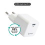 eSTUFF Cargador USB-C INFINITE UE PD 30W GaN Blanco 98% plástico reciclado para smartphones y tablets