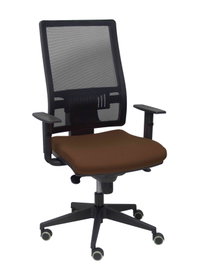 PIQUERAS Y CRESPO Silla Horna con Mecanismo Sincro, Asiento Marrón Oscuro y Malla Negra