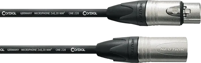 Cordial Cable de Micrófono XLR Macho/Hembra de 10 Metros Negro