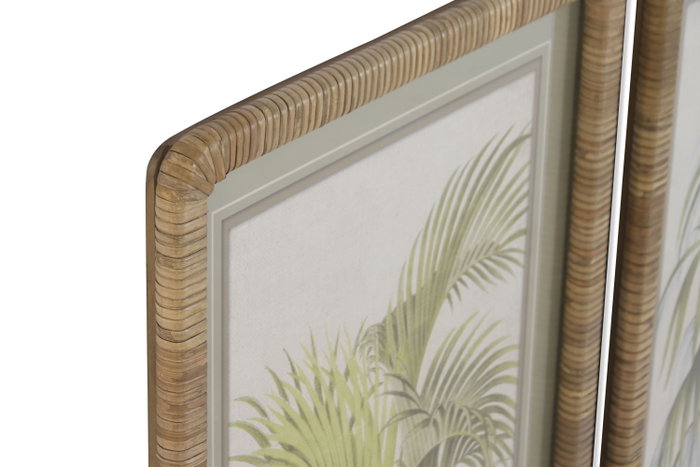 DKD Home Decor Cuadro Ratan Cristal Palmera Surtido de 4 Unidades