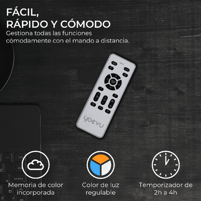 Yoevu Ventilador de Techo con Luz LED, Control Remoto, 6 Velocidades, Aspas Retráctiles, Función Verano/Invierno, Ajuste de Intensidad y Tonalidad de Luz