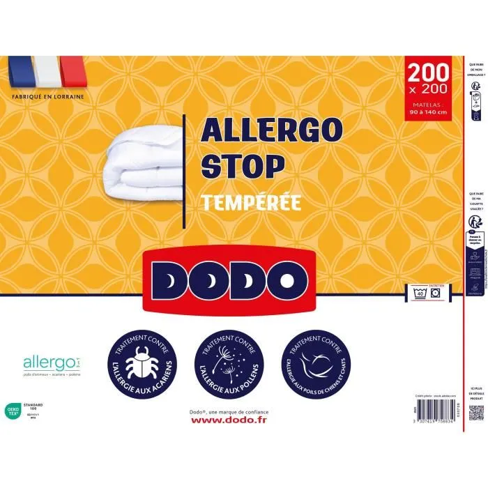 Dodo Edredón Nórdico Templado 300 g/m² ALLERGO STOP DOD3307419758834 200 x 200 cm Blanco