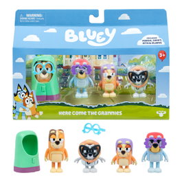 MOOSE Pack 4 Figuras Abuelitas Bluey 18917 - Madge (Chilli), Janet (Bluey), Rita (Bingo), Gladys (Muffin) - 6-7 cm Articuladas - Juguete en Español +3 años