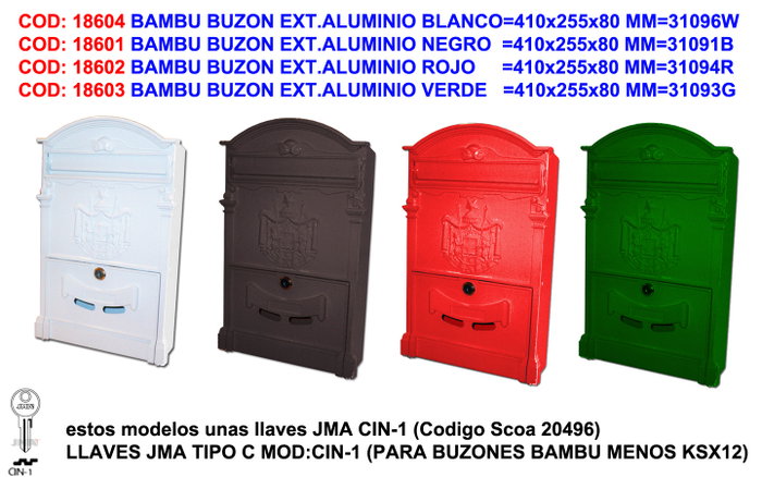 BAMBU Buzón de Pared Aluminio Blanco 410x255x80 mm BAMBU Buzón de Pared Aluminio Blanco 410x255x80 mm