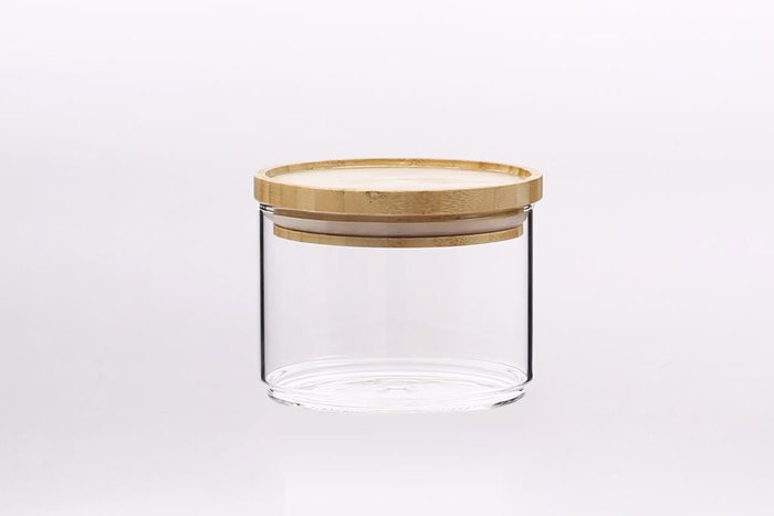 DKD Home Decor Set de 3 Botes de Borosilicato y Bambú de 470ml
