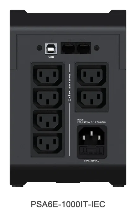 Vertiv PSA6E-1000IT-IEC SAI UPS, Línea Interactiva 1 kVA 525 W, Forma de Onda Seno, 6 Salidas AC, Color Negro