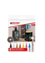 Marcador T.Opaca Perm. Edding 751 Conico Blister De 8 (Negro, Blanco, Oro, Plata, Verde Pastel, Azul Celeste, Amarillo Pastel Y Rosa Pastel)