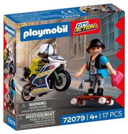 Playmobil - City Action Persecución en Moto, Juego de Figuras con Accesorios para Niños y Niñas de 4 a 10 Años