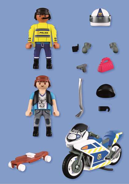 Playmobil - City Action Persecución en Moto, Juego de Figuras con Accesorios para Niños y Niñas de 4 a 10 Años
