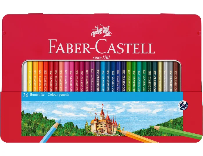 Faber-Castell Lápices de Colores Hexagonales con Estuche Metálico de 36 Colores Surtidos Faber-Castell Lápices de Colores Hexagonales con Estuche Metálico de 36 Colores Surtidos