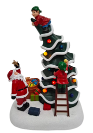 DKD Home Decor Árbol de Navidad LED con Movimiento Musical, Verde y Rojo