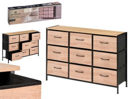 GIFTDECOR Mueble de 9 Cajones Efecto Madera Madera-Negro