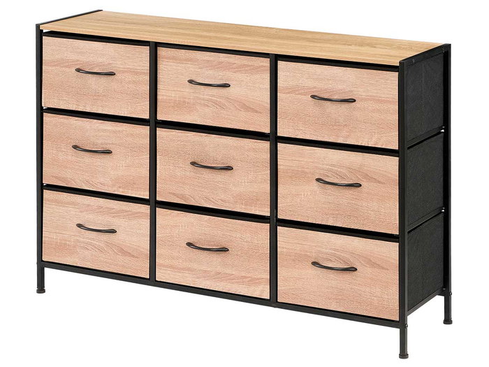 GIFTDECOR Mueble de 9 Cajones Efecto Madera Madera-Negro GIFTDECOR Mueble de 9 Cajones Efecto Madera Madera-Negro