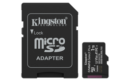 Kingston SDCS3/1TB Tarjeta MicroSDXC de 1TB, Velocidad de Lectura 150MB/s, Clase A1, UHS-I U3 V30, Incluye Adaptador SD
