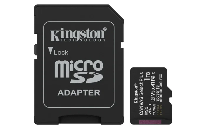 Kingston Canvas Select Plus 1 TB Tarjeta microSDXC UHS-I Clase 10 A1 V30 U3 Velocidad 150 MB/s, incluye Adaptador SD