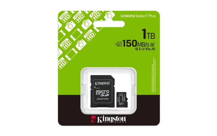 Kingston Canvas Select Plus 1 TB Tarjeta microSDXC UHS-I Clase 10 A1 V30 U3 Velocidad 150 MB/s, incluye Adaptador SD