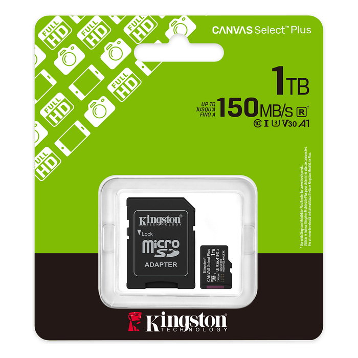 Kingston Canvas Select Plus 1TB microSDXC con Adaptador Kingston Canvas Select Plus 1TB microSDXC con Adaptador
