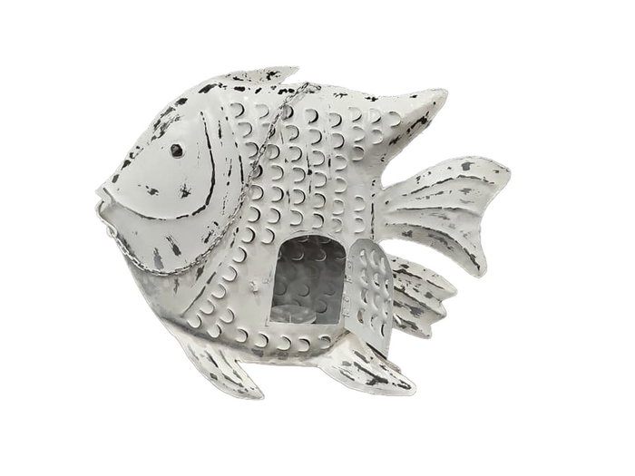 DKD Home Decor Decoración de Metal Pez Decapé Blanco DKD Home Decor Decoración de Metal Pez Decapé Blanco
