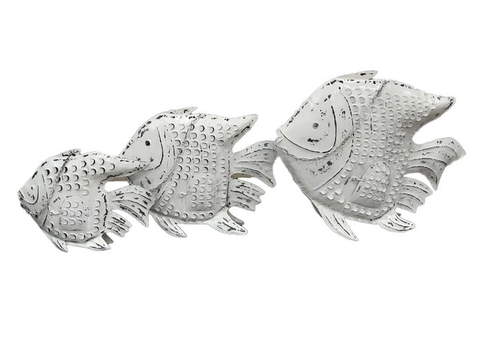 DKD Home Decor Decoración de Metal Pez Decapé Blanco DKD Home Decor Decoración de Metal Pez Decapé Blanco
