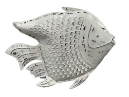DKD Home Decor Decoración de Metal Pez Decapé Blanco
