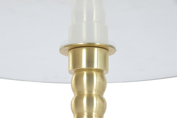 DKD Home Decor Mesita Auxiliar Moderno Blanco Dorado Cristal Marmol 41 x 53 x 41 cm