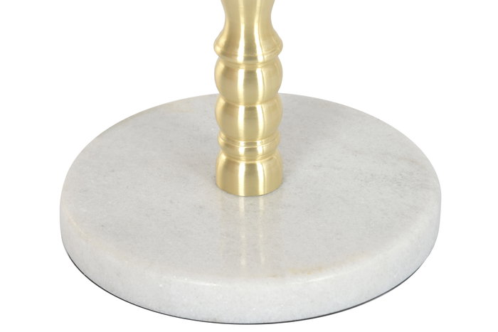 DKD Home Decor Mesita Auxiliar Moderno Blanco Dorado Cristal Marmol 41 x 53 x 41 cm