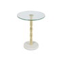 DKD Home Decor Mesita Auxiliar de Cristal y Mármol Blanco y Dorado