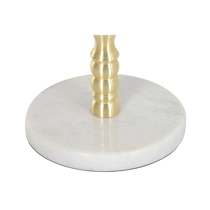 DKD Home Decor Mesita Auxiliar de Cristal y Mármol Blanco y Dorado DKD Home Decor Mesita Auxiliar de Cristal y Mármol Blanco y Dorado