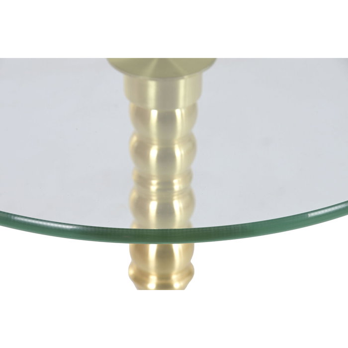 DKD Home Decor Mesita Auxiliar de Cristal y Mármol Blanco y Dorado DKD Home Decor Mesita Auxiliar de Cristal y Mármol Blanco y Dorado