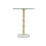 DKD Home Decor Mesita Auxiliar de Cristal y Mármol Blanco y Dorado