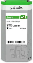 Prindo Green Cartucho de tinta compatible Brother LC221BK Negro ~260 páginas