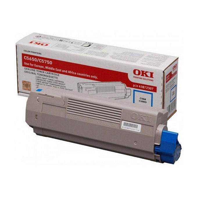 OKI Toner 43872307 Original Cian para C5650/C5750 - 2000 Páginas OKI Toner 43872307 Original Cian para C5650/C5750 - 2000 Páginas