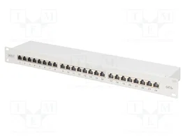 DIGITUS Patch Panel Cat 6a 24 Puertos 1U Gris, Apantallado, para Rack 19 pulgadas