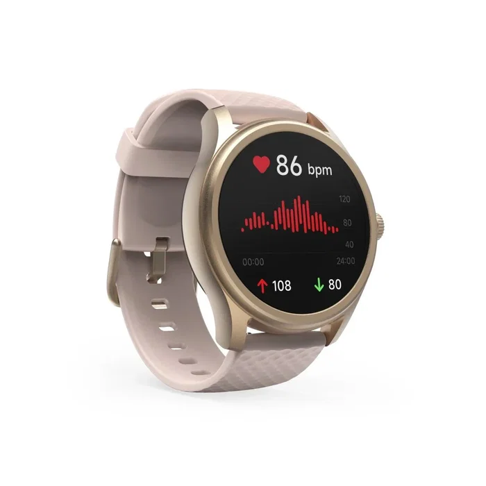 Hama Smartwatch FIT Watch 5010 Oro Rosa, Pantalla Táctil LCD 1.38", Llamadas, Monitor de Salud (Frecuencia Cardíaca, SpO2, Sueño), Impermeable IP68, 100+ Deportes, Batería 7 Días