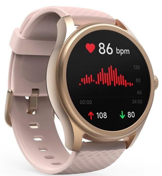 Hama Fit Watch 5010 Smartwatch rosa dorado, pantalla LED-LCD 1,38", pulsómetro, oxímetro SpO2, compatible con Android/iOS