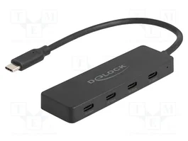 DeLOCK 64322 Hub USB Type-C con 4 puertos USB 3.2 Gen 2 Negro